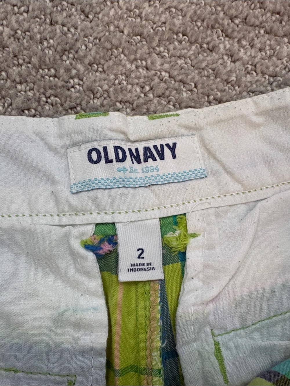 Old Navy Plaid Shorts in Green, Blue and Yellow - Picture 2 of 3